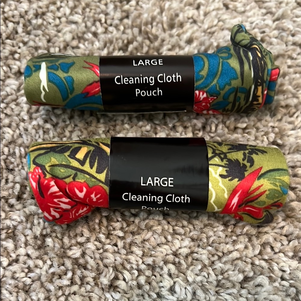 Two Large Floral Cleaning Cloth Pouches